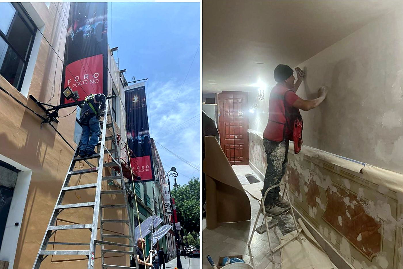 Aplicación en muros, desde escalera.
